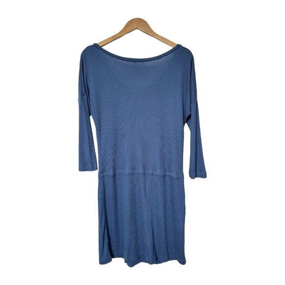 Victoria's Secret Waffle Knit Drawstring Waist Dress Blue 3/4 Sleeve Size Small - Picture 8 of 14